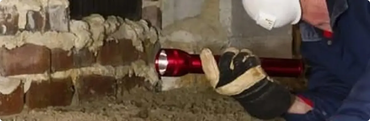 Pest control technician inspecting a crawl space for ant activity in Fountain Hills, AZ