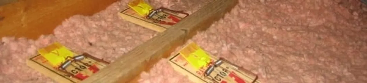 Mouse traps placed in an attic for rodent control in Scottsdale, AZ
